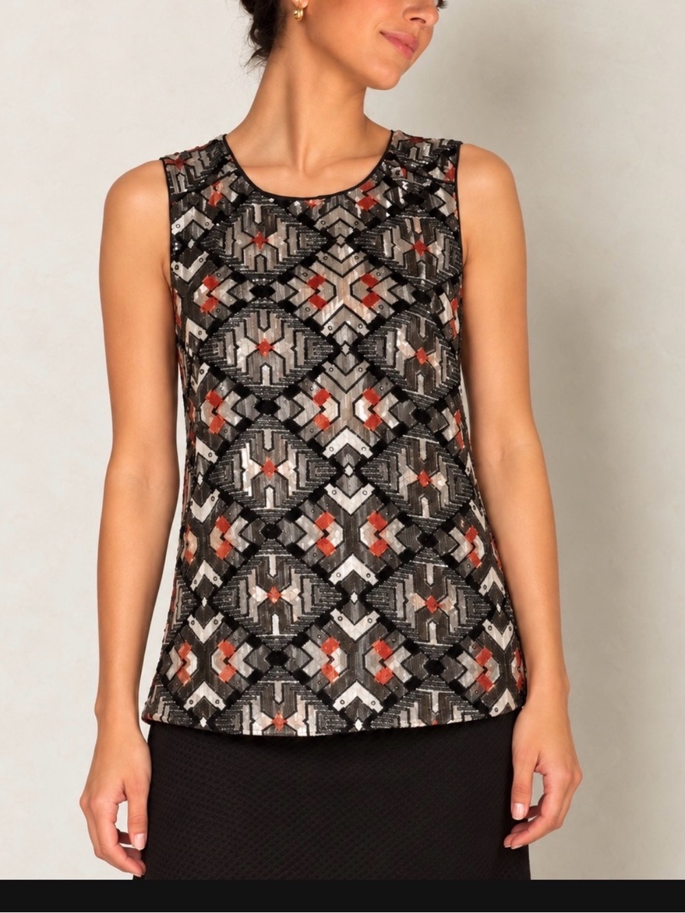 NWOT Anthropologie Meadow Rue Metallic Geometric Sleeveless Top Size M